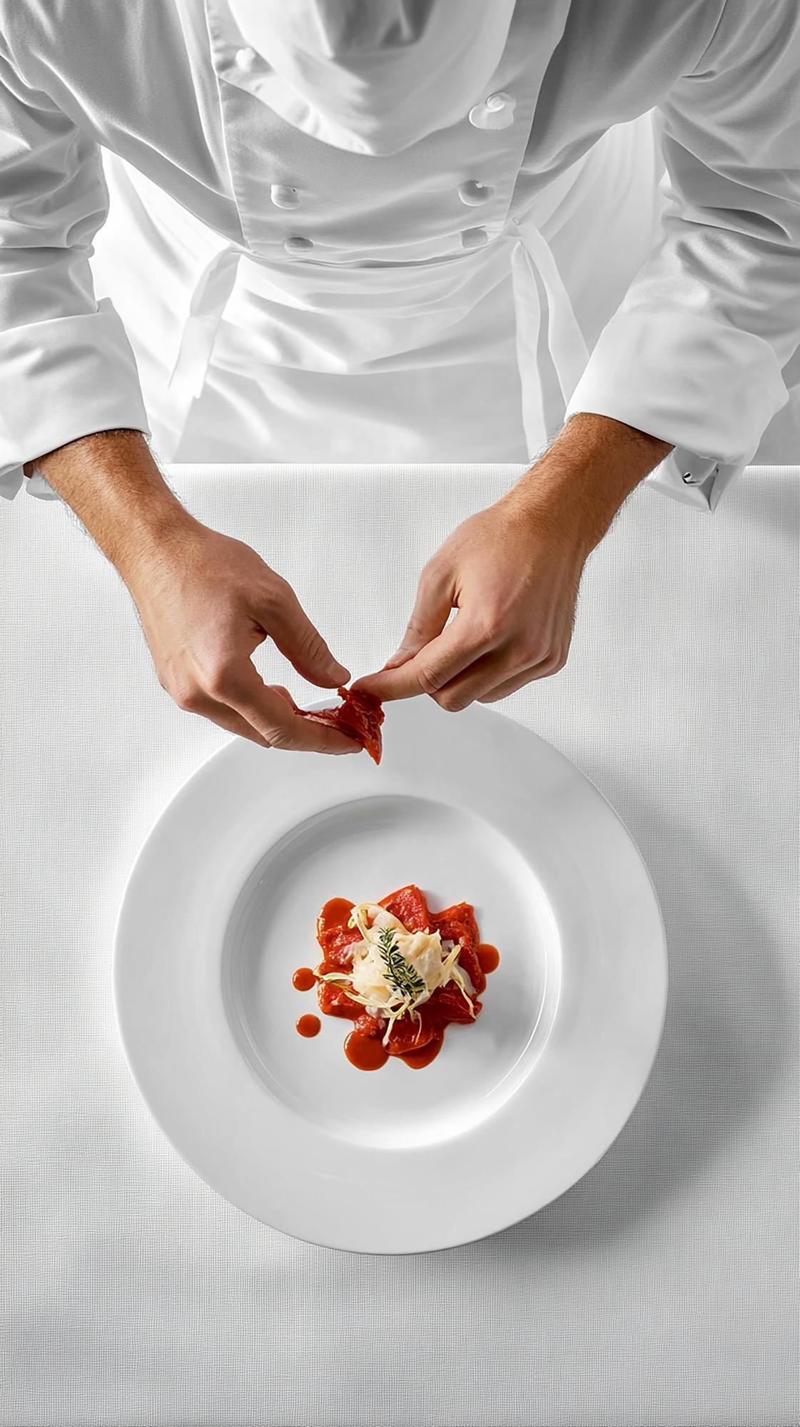 Chef pregătind o farfurie modernă